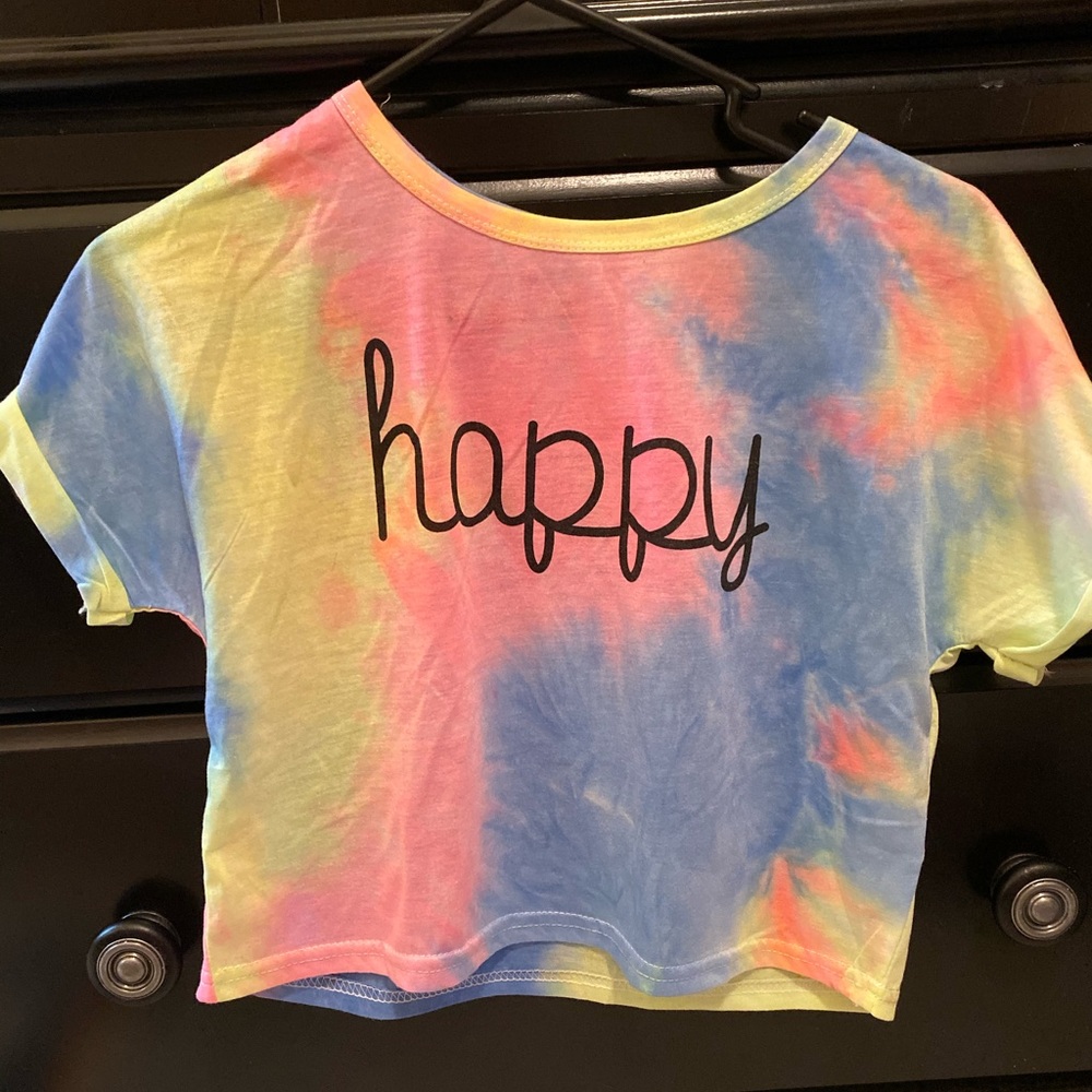 Tie dye “Happy” crop top